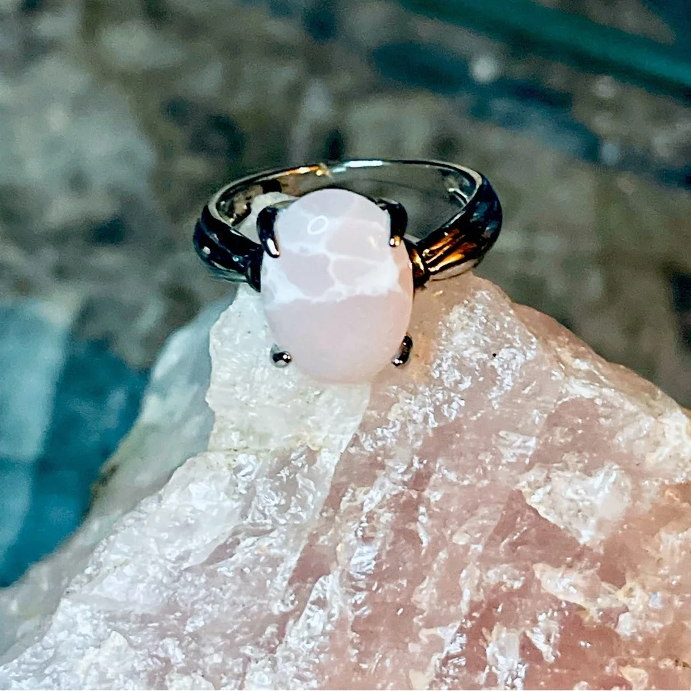 New Natural Rose Quartz Boho Sterling Silver Minimalist Arizona Artisan Ring